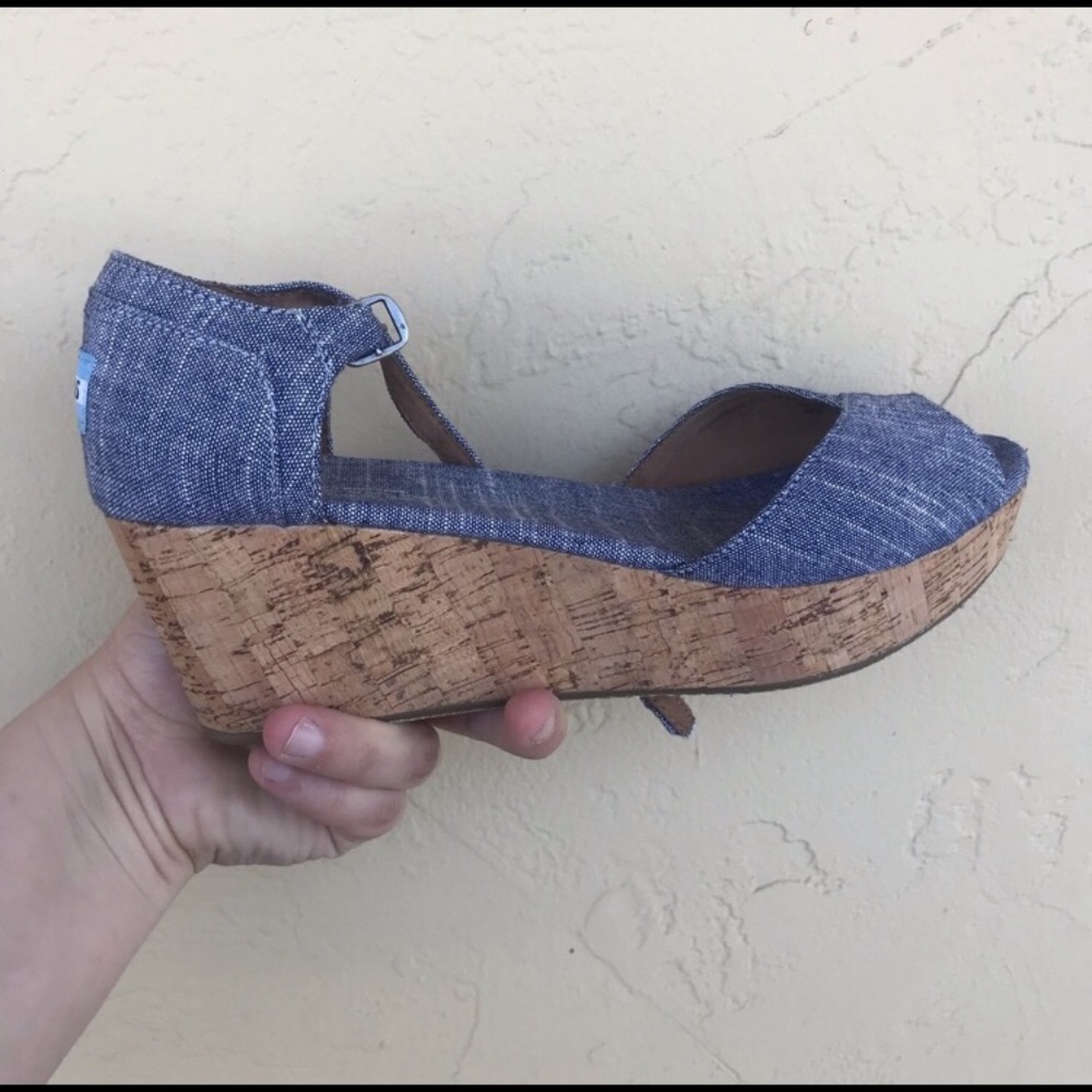 Cute chambray platform wedges